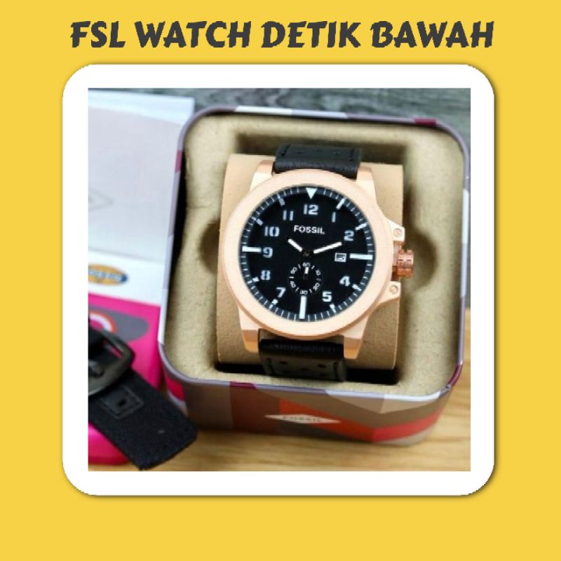 TERBARU  Jam Tangan Fashion Pria FSL Watch Detik Bawah Strap Kulit FREE 1 STRAP