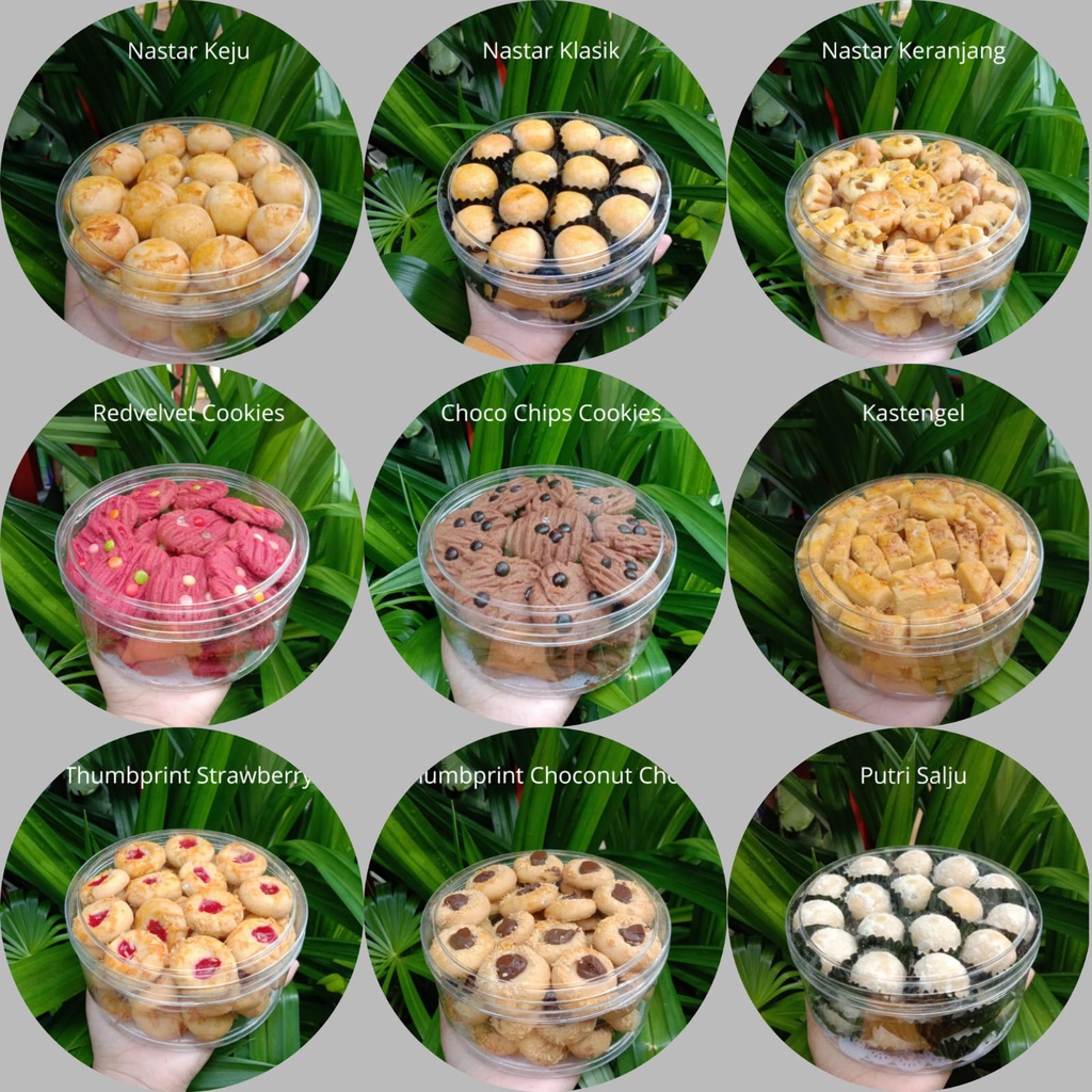 

Kue Kering Lebaran Premium 1/2kg - Kue Nastar, Red Velvet Cookies , Kastangel, Choco Chips Cookies, dll