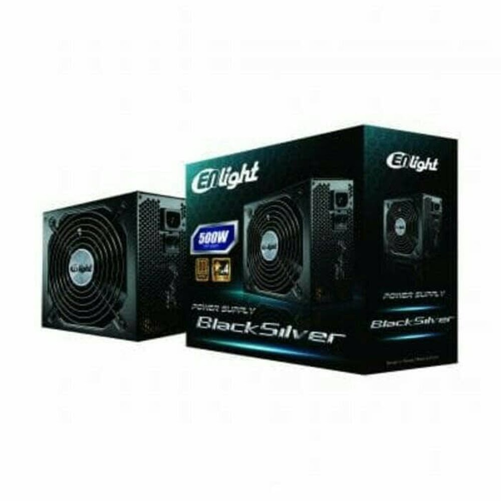 ready PSU ENLIGHT 500 WATT 80 plus BRONZE PURE POWER SUPPLY 500w BLACK SILVER Bagus