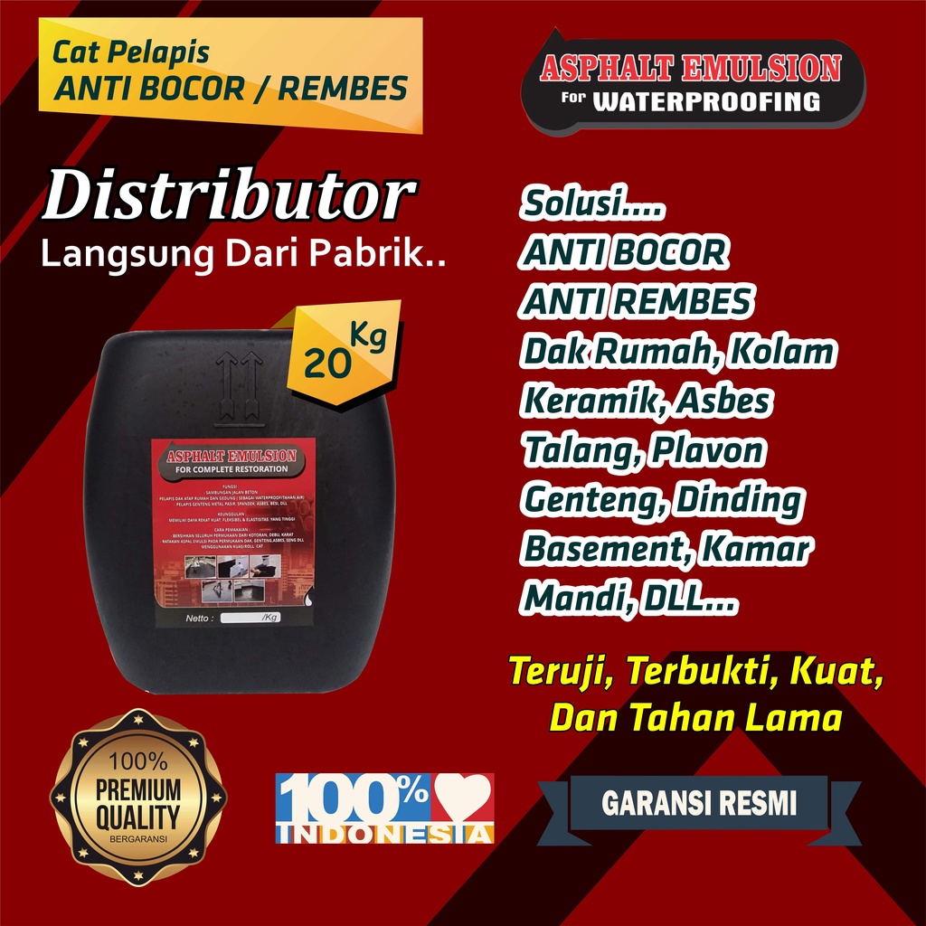 Cat Tembok Anti Bocor Aspal Cair Anti Bocor Asphalt Emulsion for Waterproofing - 20 kg