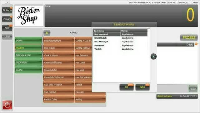 Paket Kasir Barbershop Full Bebas Biaya Langganan