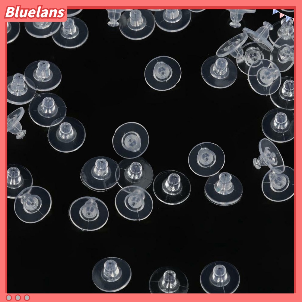 Bluelans 100Pcs Transparent Silicone Earring Stopper Posts Safety Back Nuts Findings