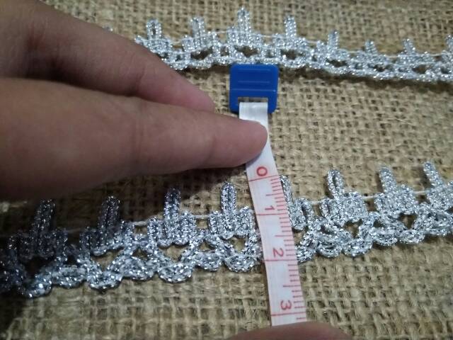 RD6 Renda silver 2cm bahan mahar craft