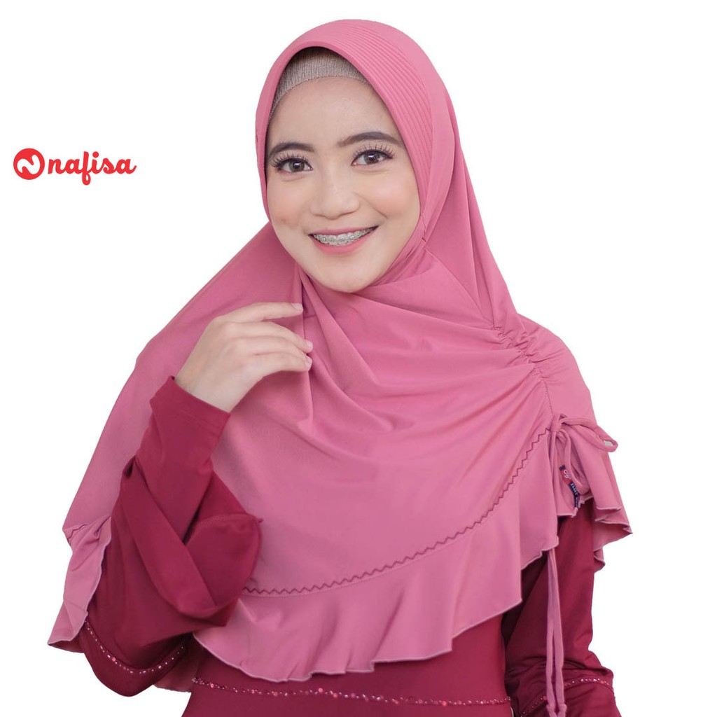 Jilbab Instan Bergo Nafisa Malika | Hijab Instan Kerut Samping Kerudung bergo Instan Rempel Khimar