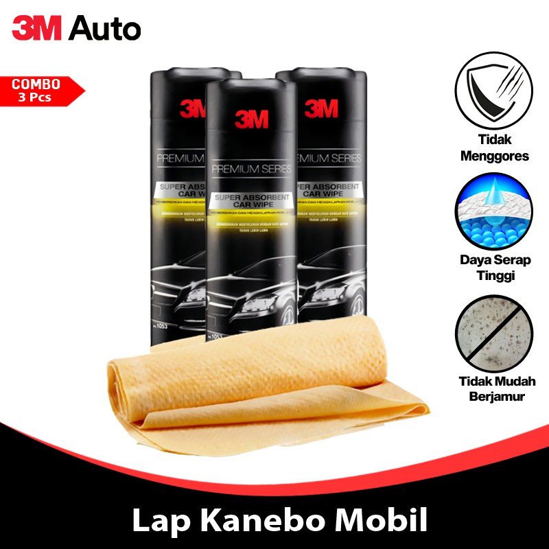 3M Auto Lap Chamois Pengering Kendaraan COMBO 3 Pcs Premium Series Kanebo Car CMB03-3M-1053