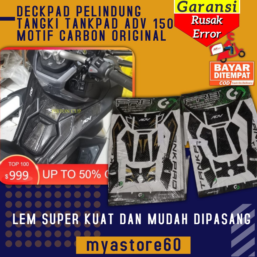 DECKPAD PELINDUNG COVER TANGKI TANKPAD DASHBOARD HONDA ADV 150 MOTIF CARBON ORIGINAL VARIASI MOTOR