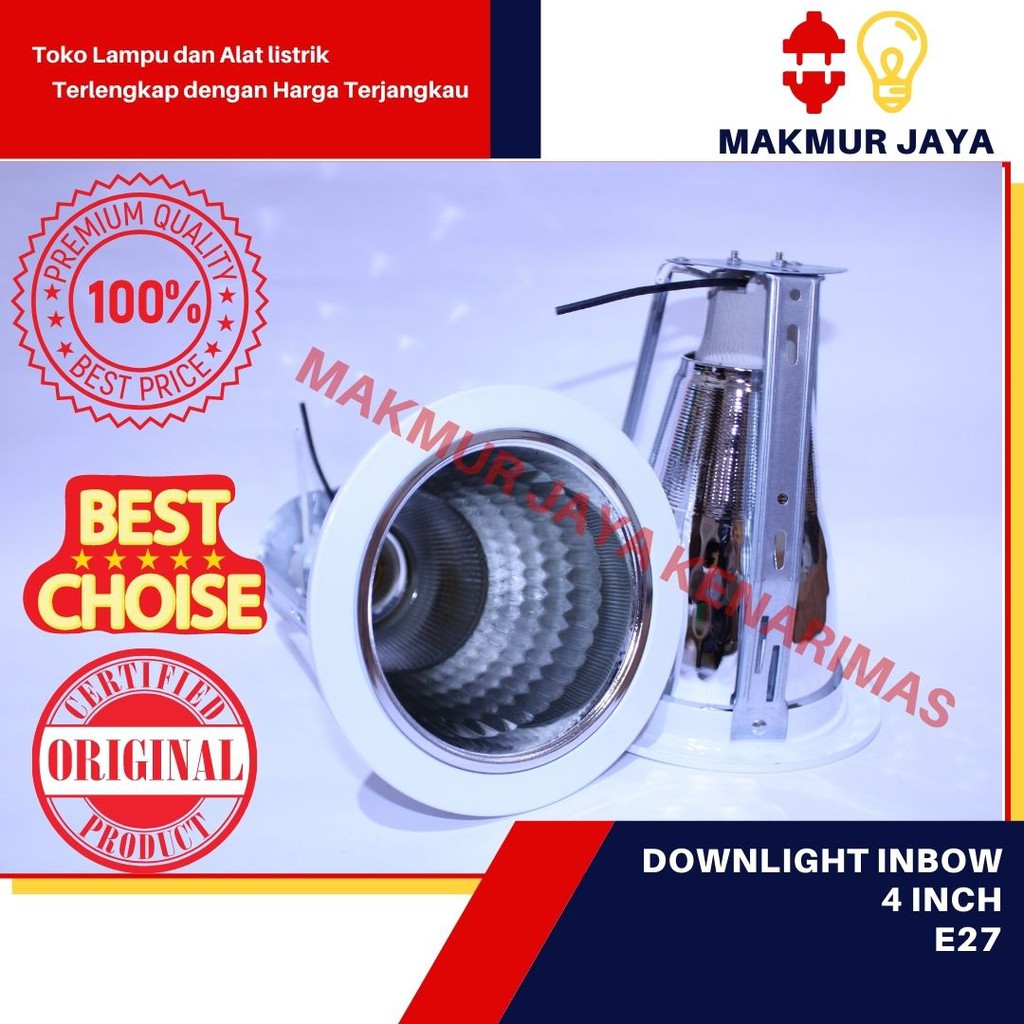 Downlight Lampu Plafon Inbow/Kap Downlight Plafon ukuran 4 Inch putih