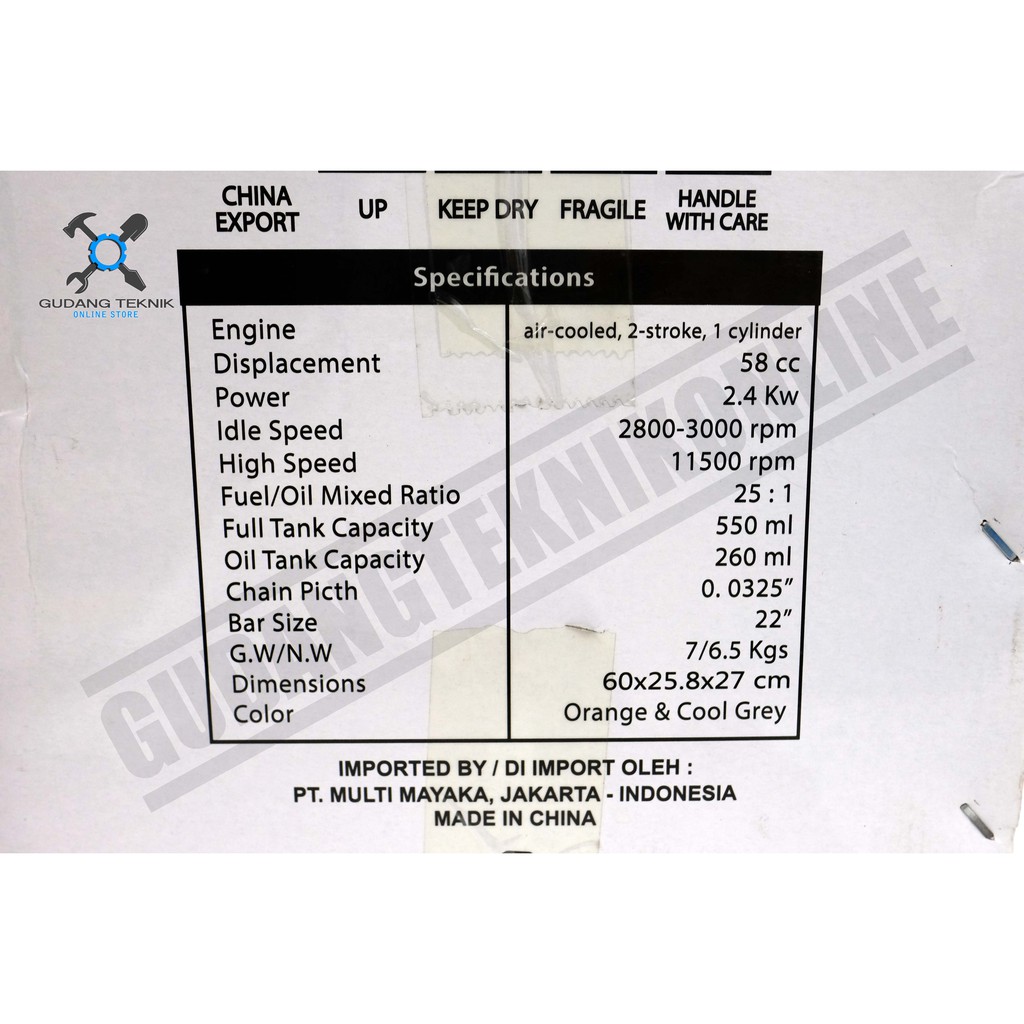 Chainsaw Multipro CS 2258 2QY / Mesin Gergaji Kayu Chainsaw Multipro 22 Inch Laser