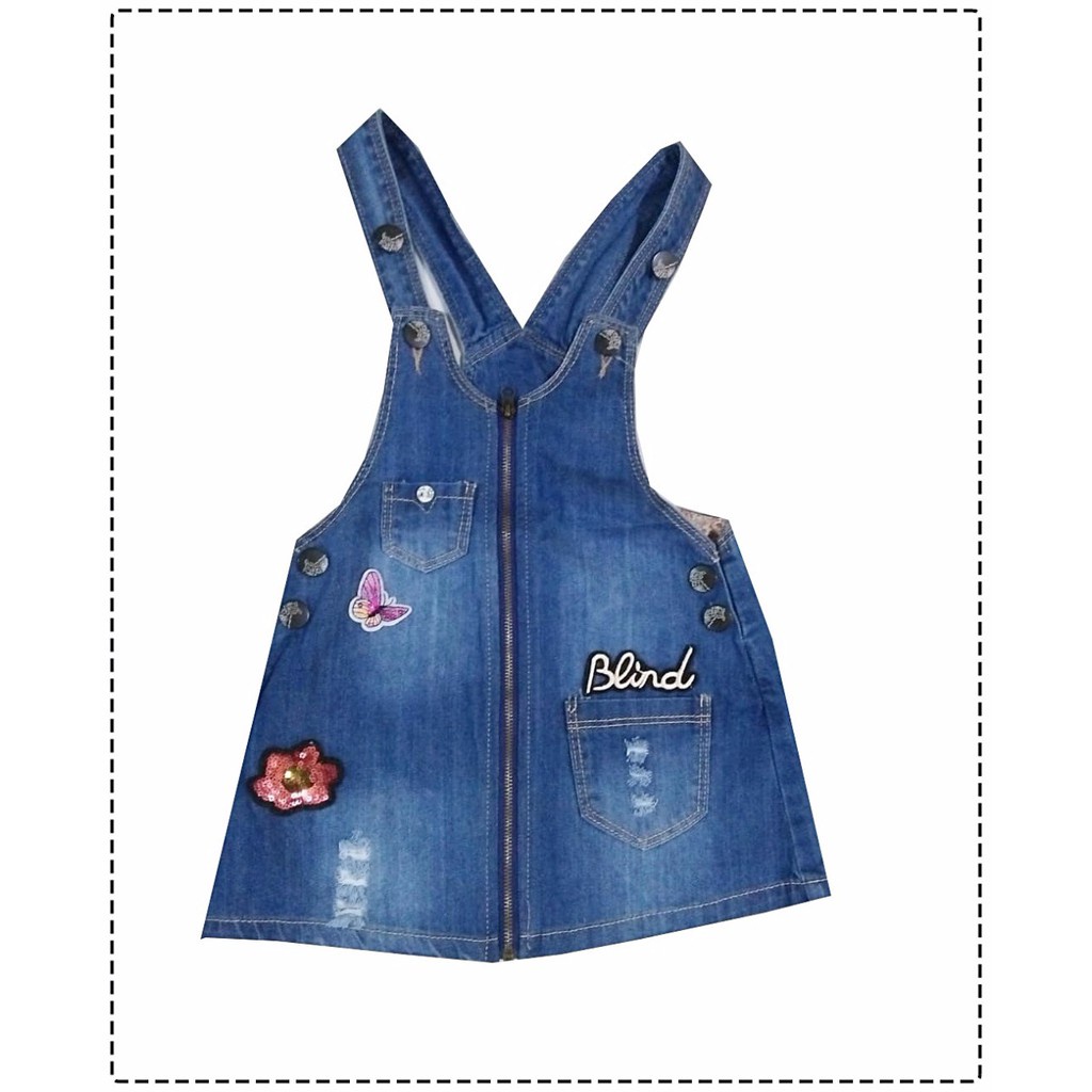 Overall Dress Jeans Anak Perempuan Resleting/ Overall Dress Anak Perempuan