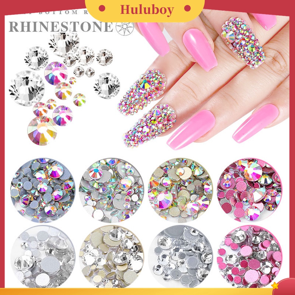 Huluboy Huluboy♡ 1440pcs / Set Berlian Imitasi Glitter Bahan Kaca Untuk Perhiasan Kuku Wanita