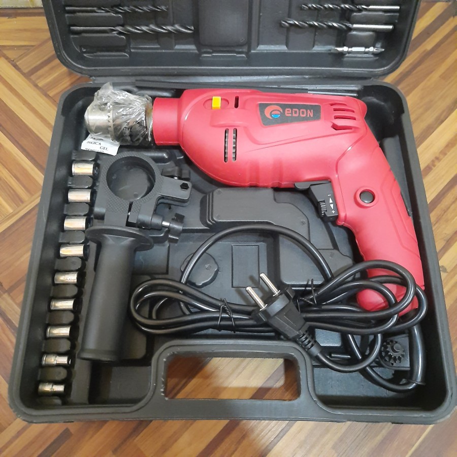 Mesin Bor Listrik 13MM EDON / KUSUKA 10MM SET Bor Kayu Besi Beton Impact Drill Set