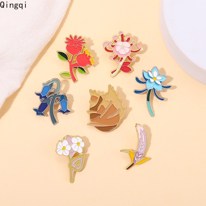 Bros Pin Enamel Desain Anime Game Genshin Impact Flower Untuk Hadiah Teman