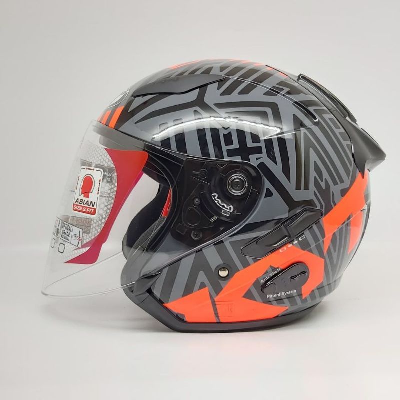 Helm KYT GALAXY Flat R BLACK DOFF & Motif Corak-#Neon Gm bk redfluo
