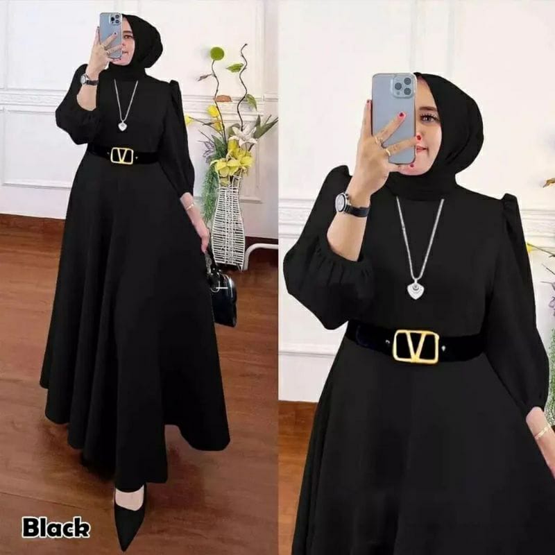 Gamis  Terbaru Sephora Dress + BELT Maxy shakila polos premium Dress KondanganTerbaru