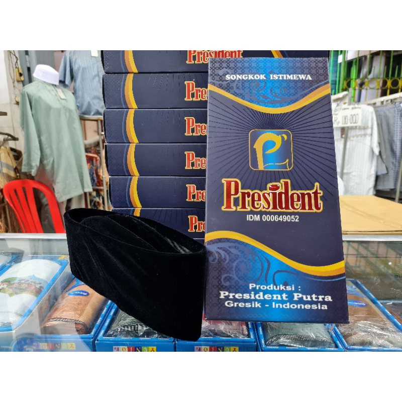 Kopyah Hitam Peci Hitam Songkok Hitam Polos Merk President Original Susun
