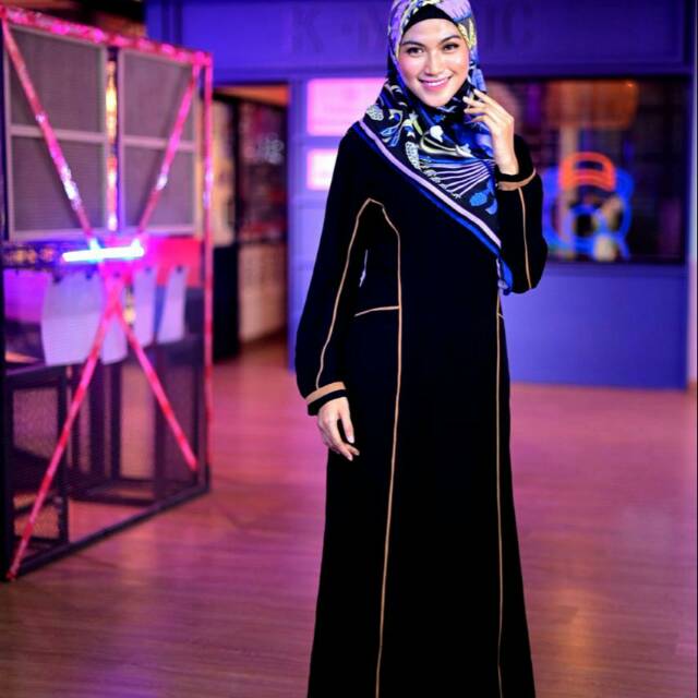 Gamis jetblack hitam polos syari black busui warna elegant original murah wanita cantik m l xl mewah
