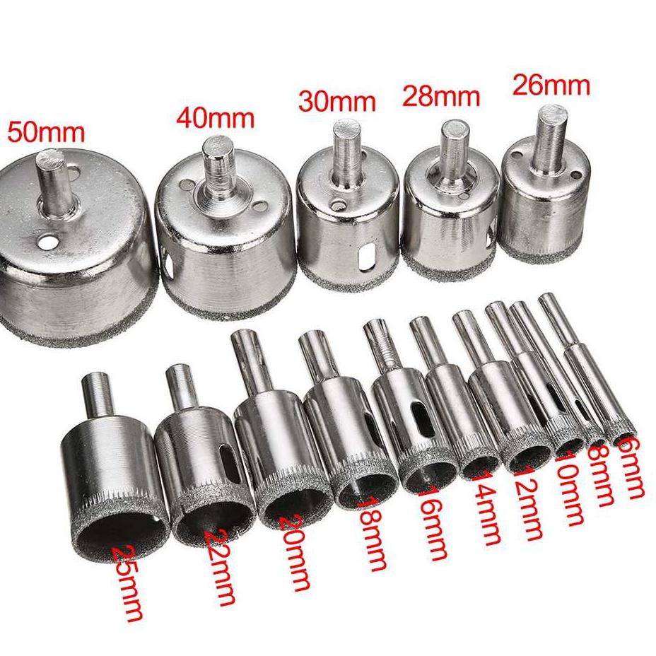 Sudah READY.. Mata Bor Diamond Coated Hole Drill Bit 6mm-50mm 15PCS / Mata Bor Diamond Hole Saw Runc