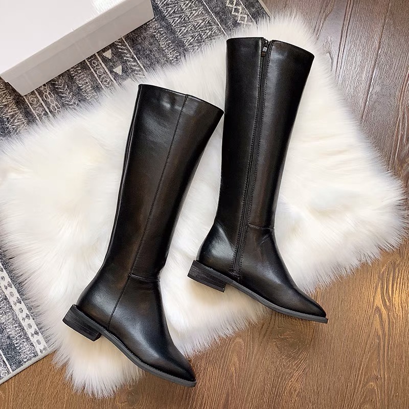 Waterproof Knee leather boots untuk Winter Boots selutut kulit