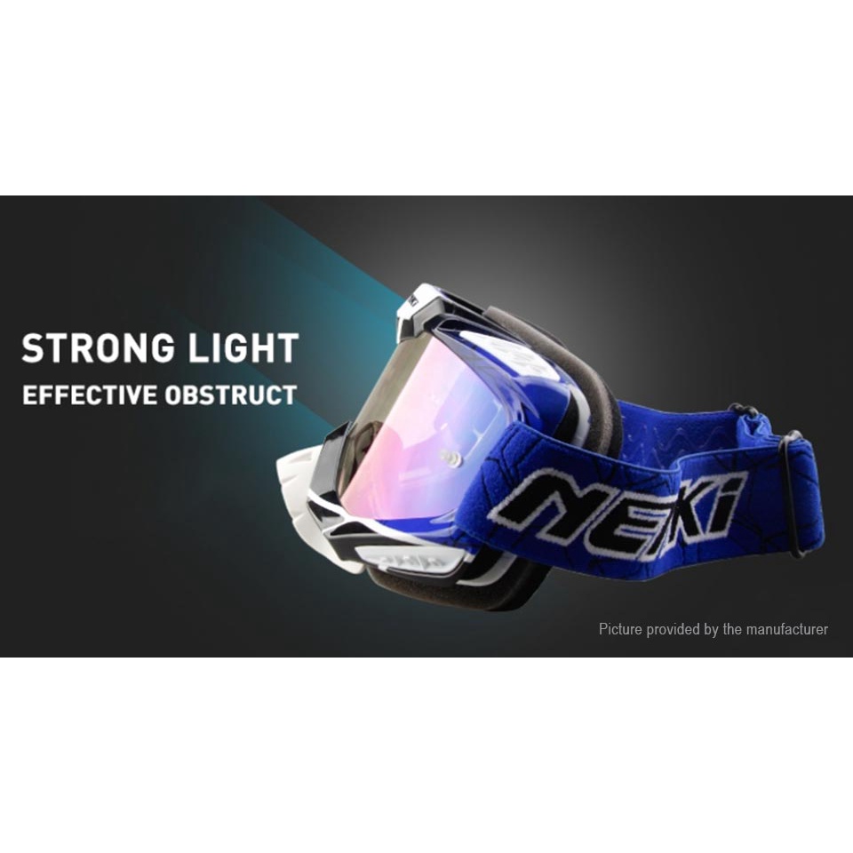 Motocross Goggles Kacamata Motor Google Adventure Biru List Putih Nenki