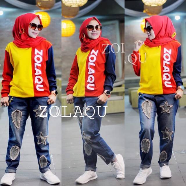 Setelan ZOLAQU KAOS DAN JEANS TERBARU TERLARIS ORIGINAL