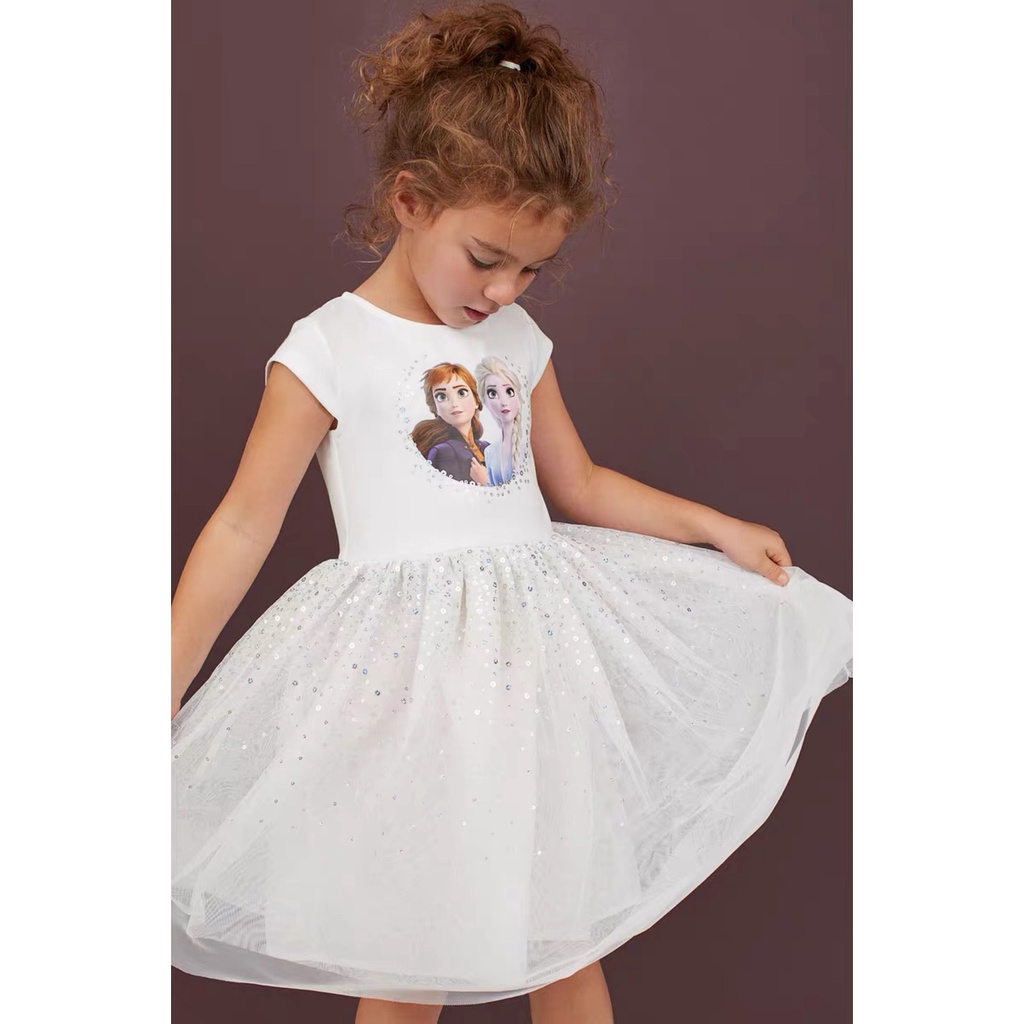 BAJU DRESS ANAK PEREMPUAN FROZEN DISNEY ELSA ANNA BLINK