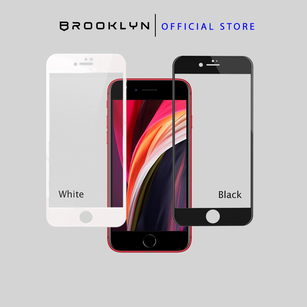 Brooklyn Tempered Glass iPhone SE/8/7 Plus/Non-Plus Black/White 3D Full Cover
