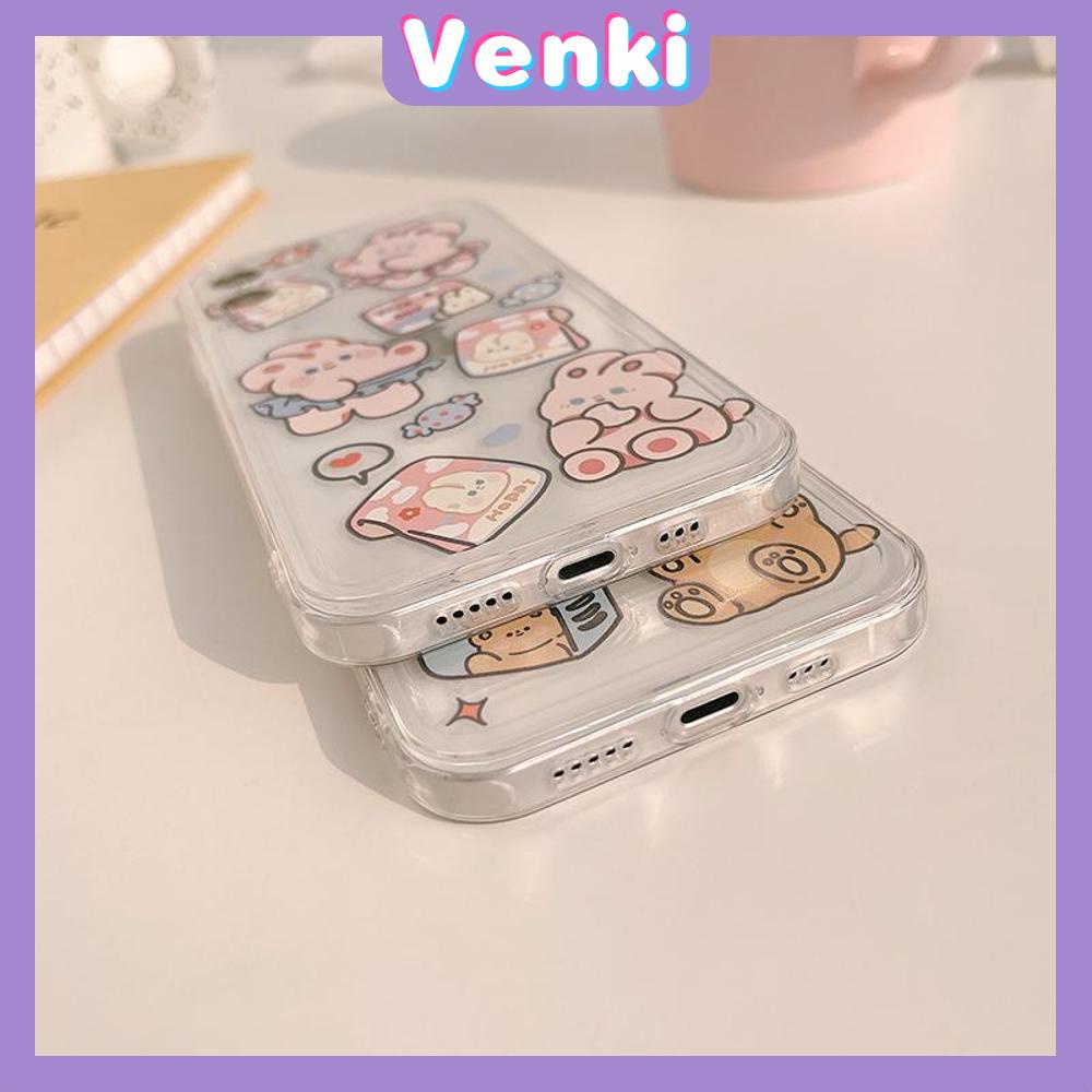 Casing Silikon Tpu Iphone 13 Pro Max 12 Pro Max 11 Pro Max 7 Plus Xr Xs Max 12 7 Plus Motif Kartun Beruang Kelinci