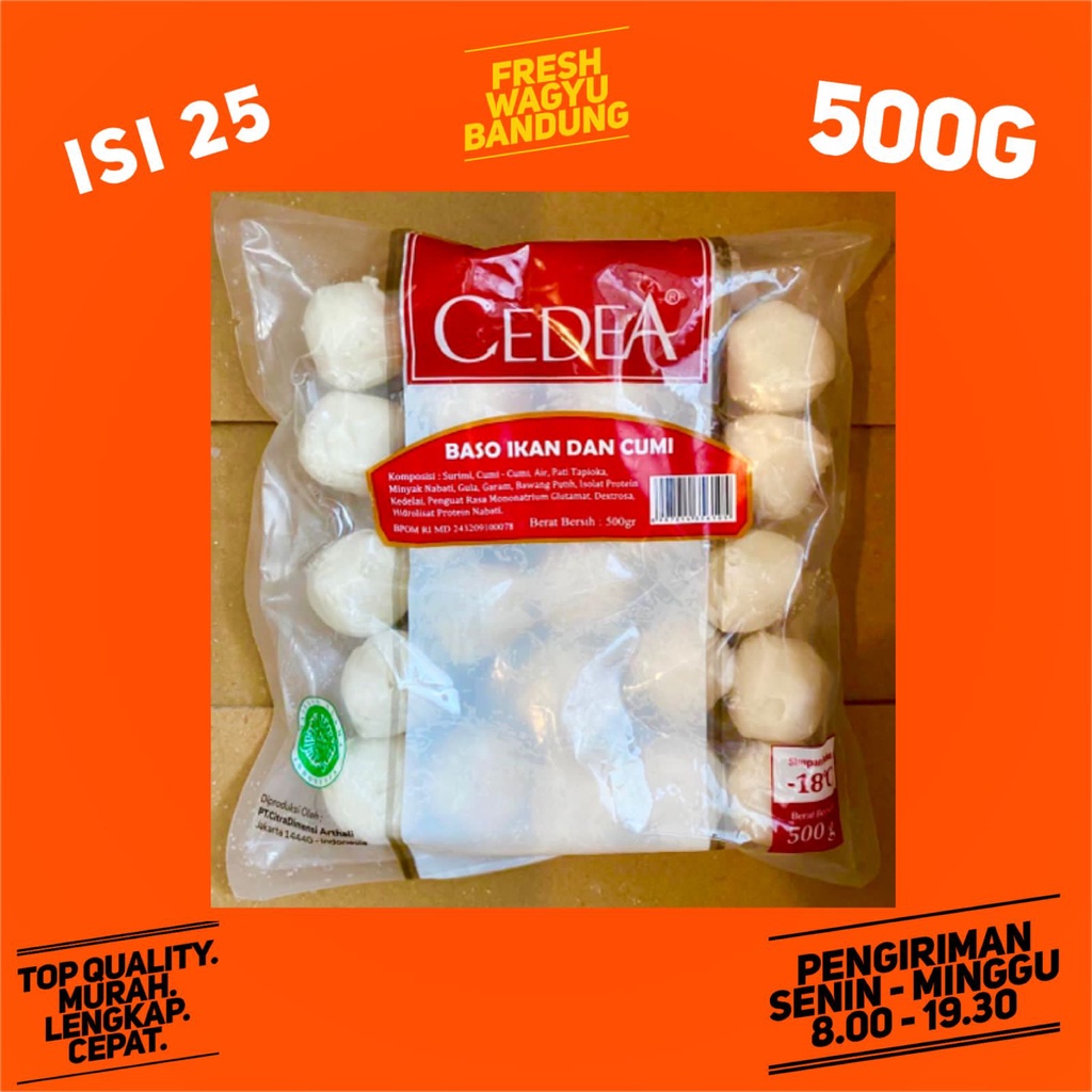 

CEDEA BASO CUMI SQUID BALL 500G SUKI SHABU STEAMBOAT HALAL PREMIUM