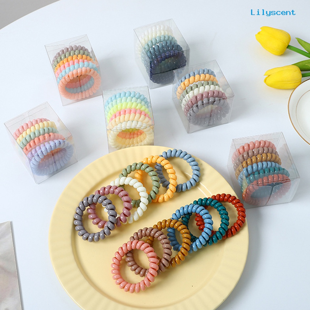 Ls 6Pcs / Set Ikat Rambut Seamless Warna Cerah Untuk Anak Perempuan