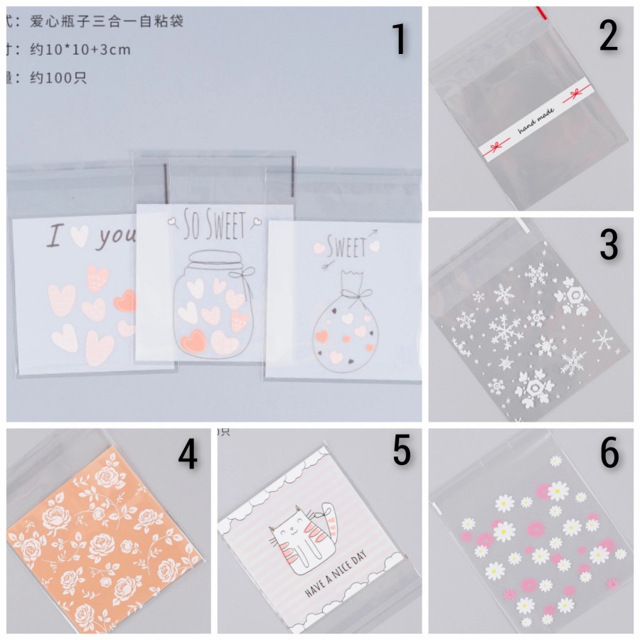 (PC18) Plastik Cookie/Biskuit/Kue Motif 10x10cm