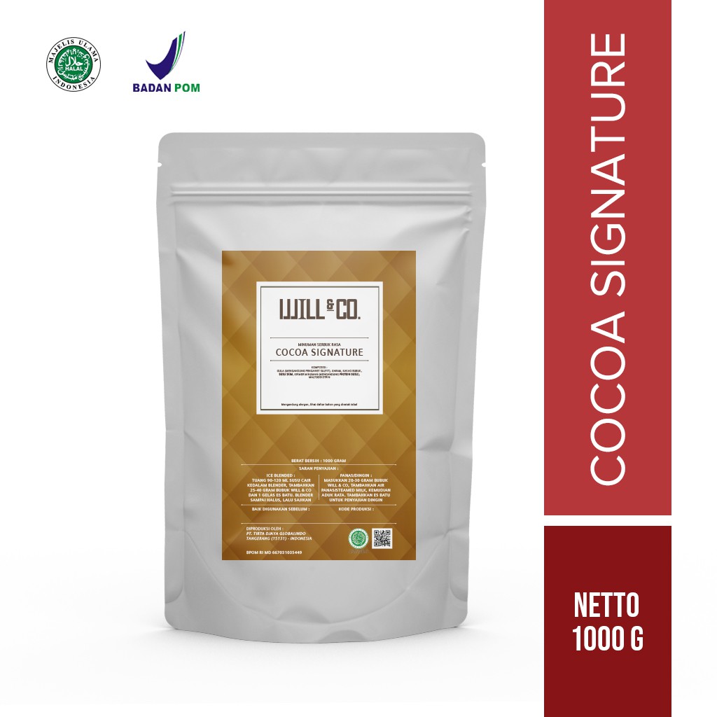 

Will&co Bubuk Minuman Cocoa Signature 1KG – Powder Coklat Lembut & Rich Taste