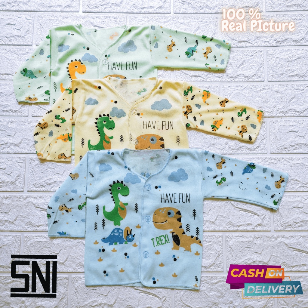 3 PCS Baju Bayi Baju Bayi Baru Lahir Baju Bayi Newborn Bayi Bayi Cowo Motif Dinosaurus