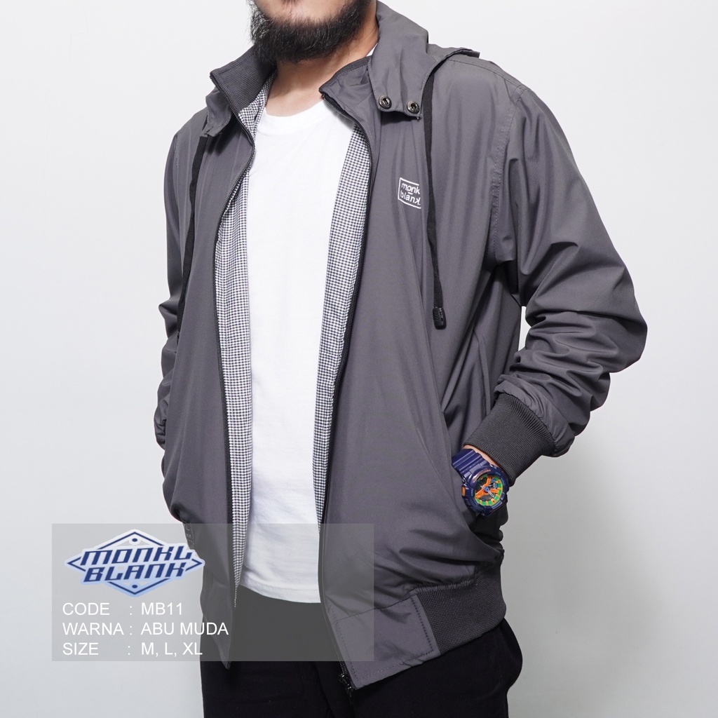 MONKL BLANK - JAKET PARASUT / JAKET PRIA / JAKET PARASUT ANTI AIR / JAKET KUPLUK ZIPPER MB-11