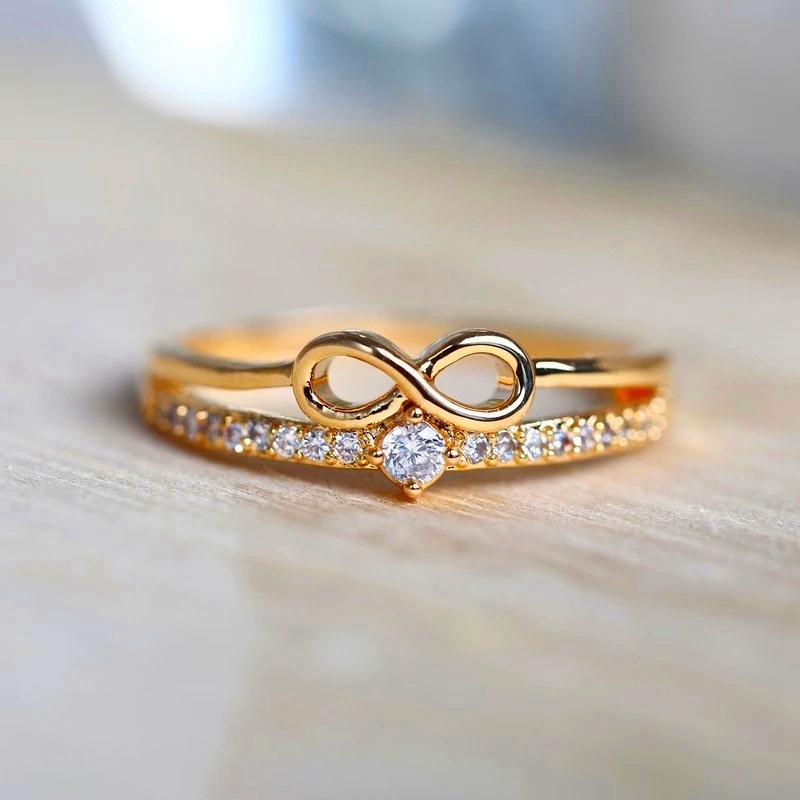 Fancyqube Cincin Sterling Silver 925 Desain Infinity Love Hias Berlian Untuk Wanita