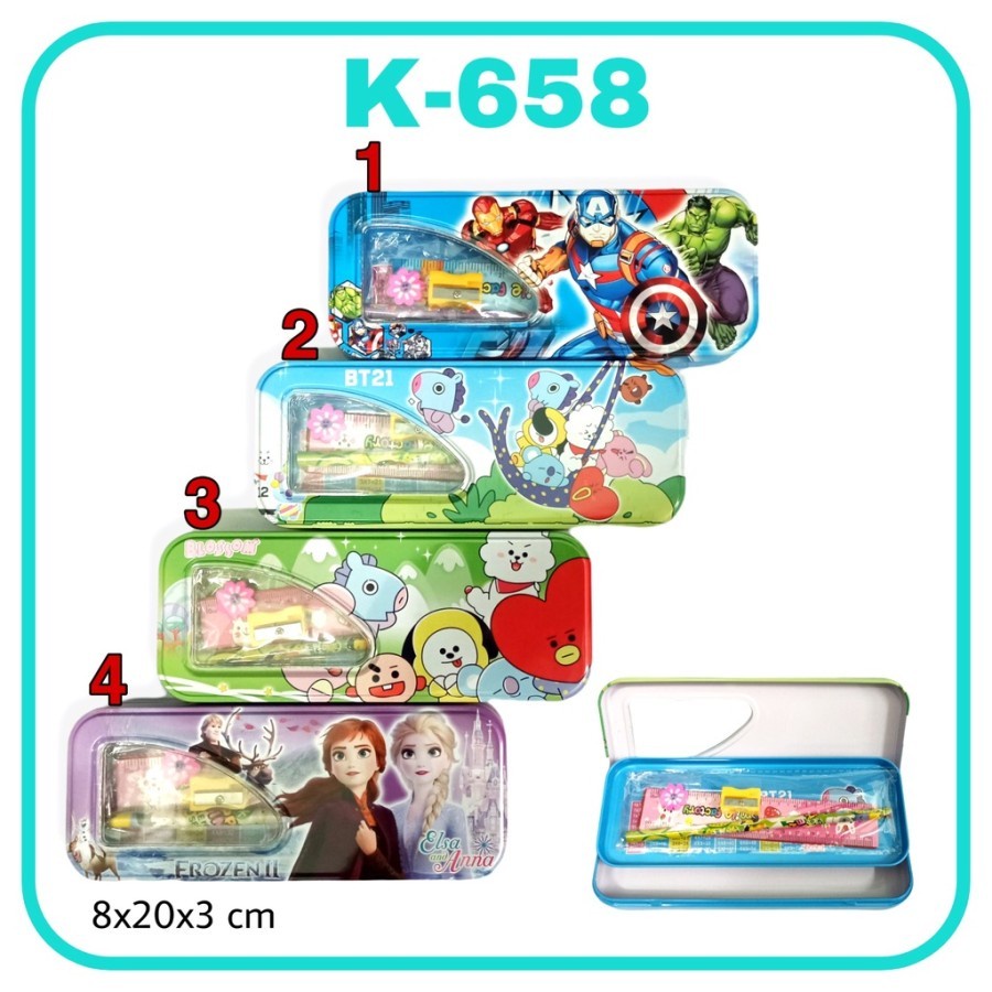 

SJS Kotak Pensil Kaleng 2 Susun Set/Tin Pencil Set Case Box/Paket/Kado