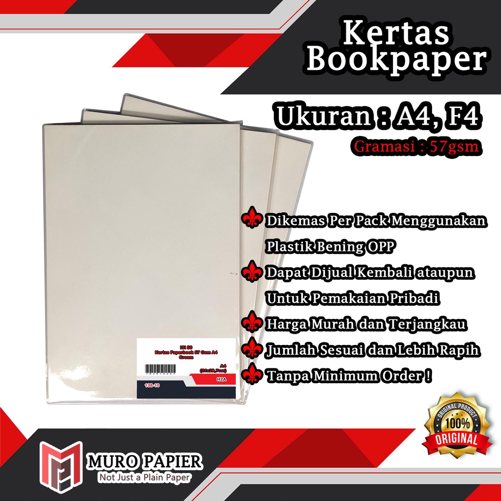 

( PER PAK - ISI 50 ) Kertas Paper Book 57 gsm A4 F4 - by Muro Papier