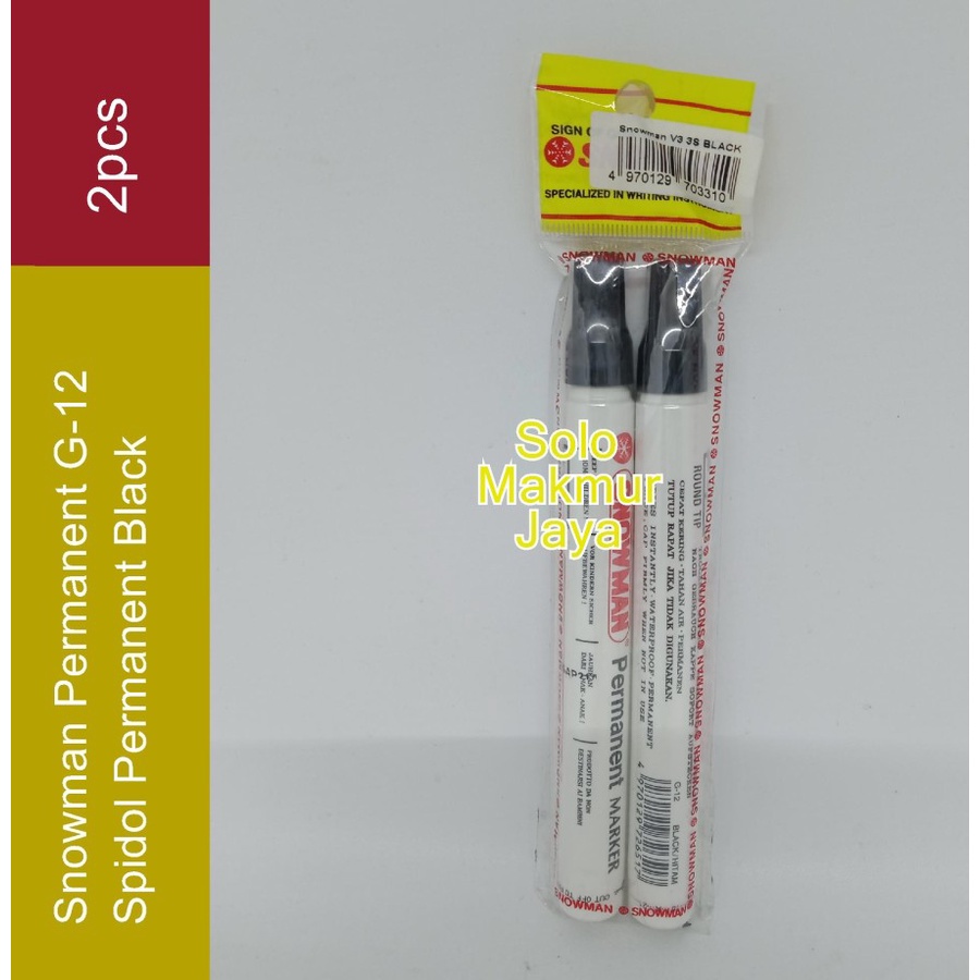 

Snowman Roud Permanent Marker V3 3S / Spidol Permanent Warna Hitam Isi 2 / Snowman Spidol Permanen