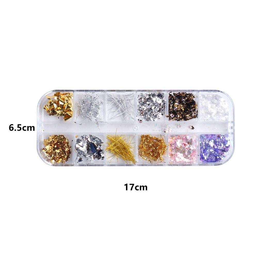 Mxbeauty 3D Dekorasi Nail Art Gadis Bergaya Filamen Fragment Perak Emas Manicure Aksesoris