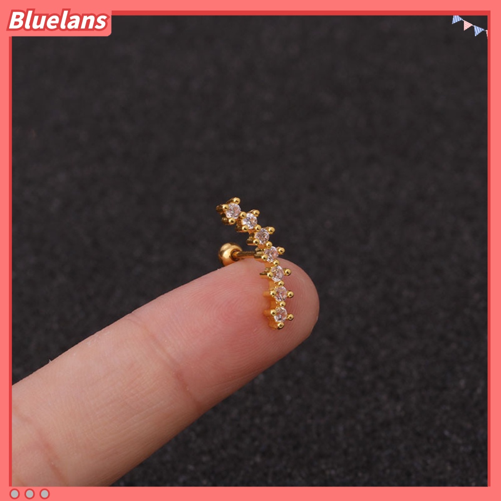 Bluelans 1Pc Lady Cubic Zirconia Inlaid Star Moon Ear Stud Earring Piercing Helix Jewelry