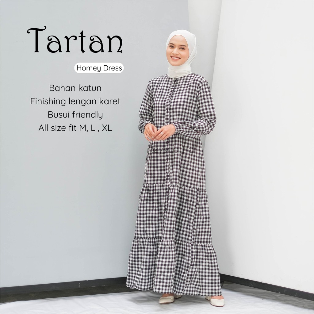 Homey Dress Tartan By Reyscarf Gamis Dewasa Luxury Nyaman Dipakai  Bahan Katun Premium Adem Nyaman Dipakai  I Bisa COD