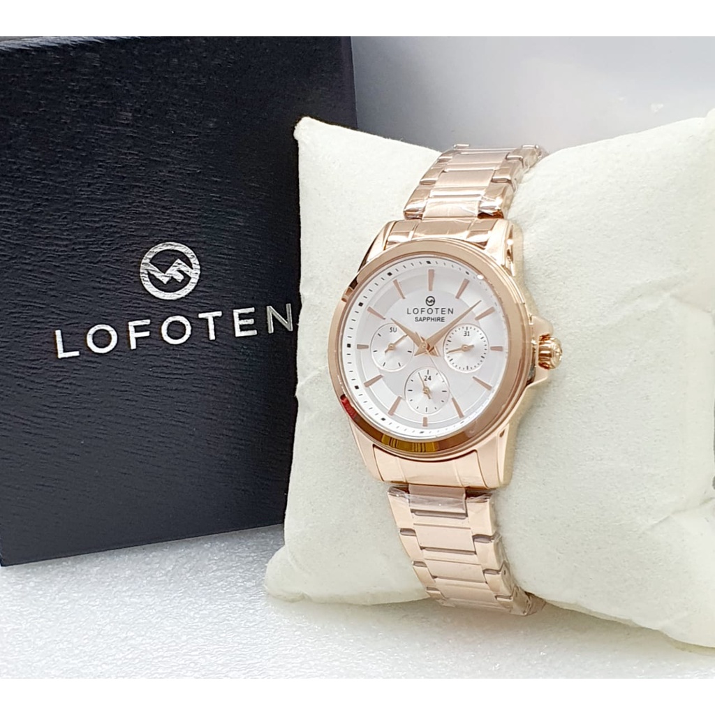 Jam Tangan Lofoten 2311 Fashion Wanita Kasual Chrono Aktif Rantai Stainless Sapphire Original