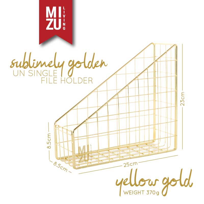 SUBLIMELY GOLDEN UN SINGLE File Holder Magazine Newspaper Rack A4 Box File Emas Desktop Organizer-7