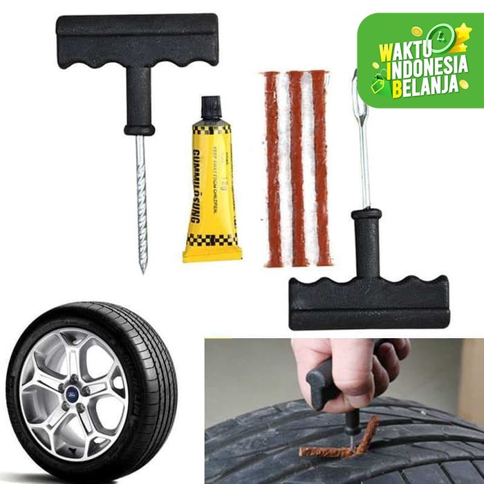 Alat Tambal Ban Mobil Motor Tubless Bocor Kempes Tire Repair Kit Set Serbaguna