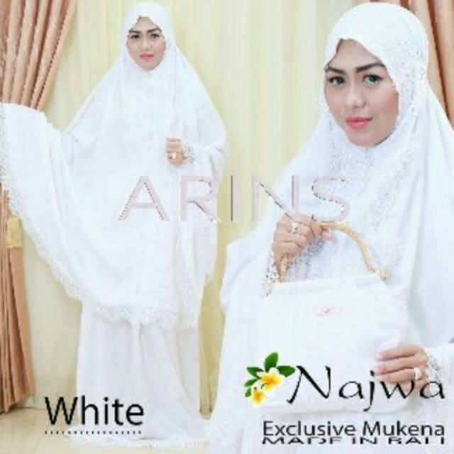  Mukena Bali RENDA NAJWA ARINS White Putih Polos Katun 