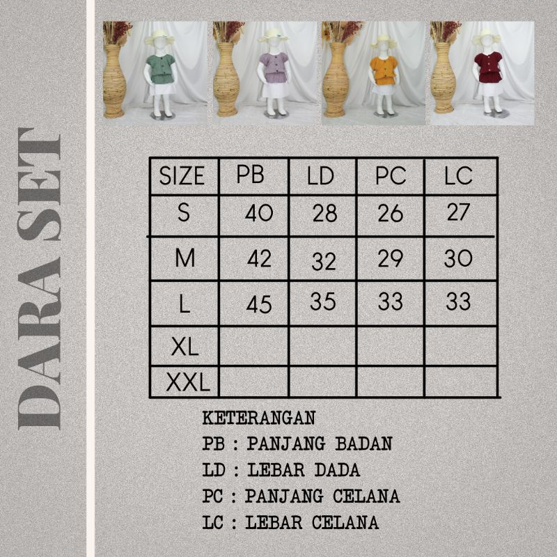 DARA SET - Baju Setelan Piyama Daster Anak Bayi Baby Kids Cewek Perempuan Crinkle Murah 1 2 3 4
