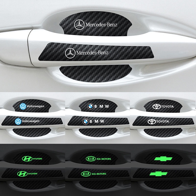 8pcs Stiker Pelindung Gagang Pintu Bahan Serat Karbon Untuk Ford Fiesta Ranger T6 / T7 / T8 Focus