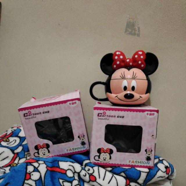 Mug Karakter Minnie Mouse, Mickey Mouse (250ml) Tempat Minum Anak Gelas Lucu Cangkir Plastik Hadiah