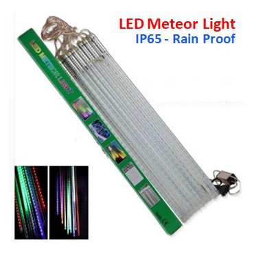 Lampu Meteor LED RGB 1 Set 10 Batang LED Hias Gantung Warna Warni