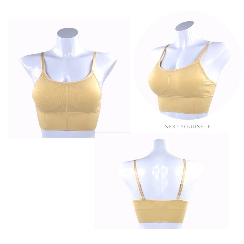 BOSJKT0002 Pakaian Dalam Wanita Bra Tanpa Kawat Polos Yoga Bra Push Up Sport Bra