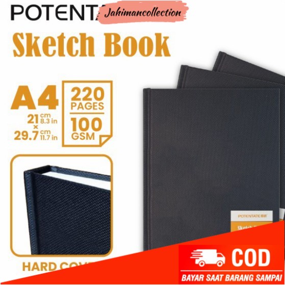 

✨ BISA COD ✨ Potentate Sketch Book Hard Cover A4 110 Sheets 100 GSM